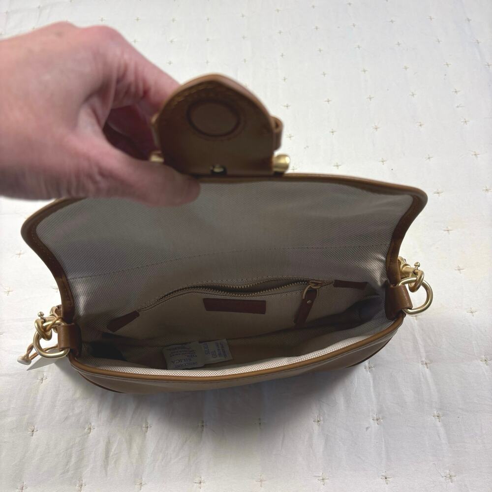 Quince Italian Leather Buckle Detail Shoulder Bag Cognac Brown Minimalist NWT - Picture 6 of 12